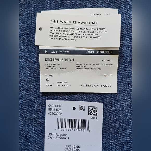 American Eagle Blue Kick Boot Crop Jeans, Size 4. New With Tags - Picture 12 of 12